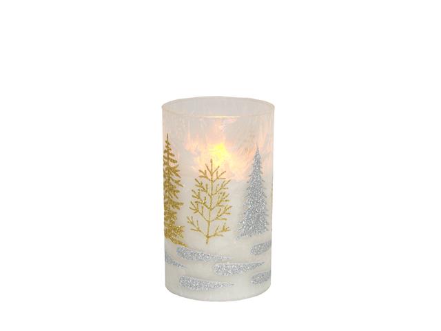 5" LED GLASS WAX CANDLE (CHRISTMAS TREE - GOLD)